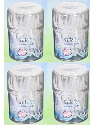 Misip 50'li x 4 Adet Kürdanlı Diş İpi Aromasız Silindir Kutu ile Etkili Ağız Bakımı