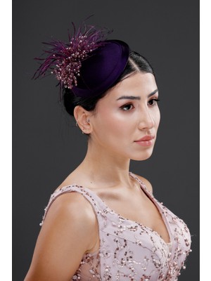 Tüy ve Inci Detaylı Nikah Kepi – Nişan, Düğün ve Özel Davet Aksesuarı