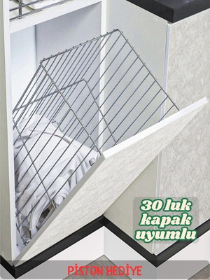 Dolap İçi Monteli Çamaşır Kirli Sepeti Modül 30 cm Kapak Uyumlu (Genişlik 23x50 cm Yükseklik) PİSTON HEDİYE 📦 H 8101