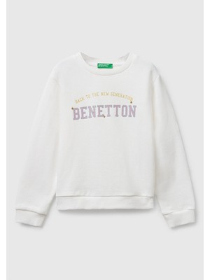 Benetton Kız Bebek Beyaz Sweatshırt 3J70G10JR-25K-002