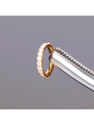 Cerrahi Çelik Taşlı, Kilitli Halka Piercing -Tragus,rook,helix,helix Foward,burun-Çap 6mm-1 Adet