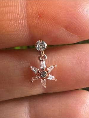 Cerrahi Çelik Rose Gold Yıldız Çiçeği Piercing-Helix,tragus,lobe,anti Helix-Bar Uzunluğu 6mm- 1 Adet