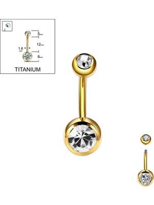 %100 G23 Titanyum Ilk Delim Göbek Piercingi - Bar Uzunluğu 12 Mm- 1 Adet