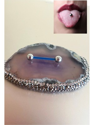 Bioplastik & Cerrahi Çelik Anti Alerjik Dil Piercing - 1 Adet