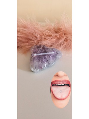 Bioplastik Anti Alerjik Dil Piercing-1,6mm-1 Adet