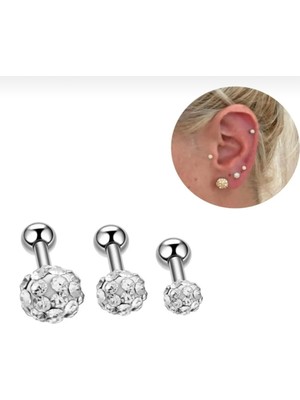 Cerrahi Çelik Üçlü Shambala Piercing Set- Helix, Lobe, Tragus -3 Adet