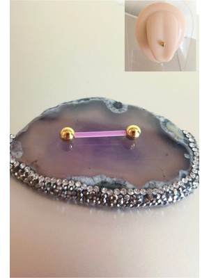 Bylin Bioplastik & Cerrahi Çelik Anti Alerjik Dil Piercing -Bar Boy 16mm- 1 Adet