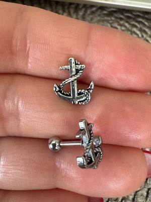 Unisex Çelik Çapa Model Piercing Küpesi Paslanmaz, Kararmaz -1 Adet