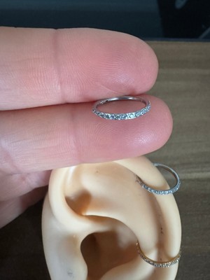 Cerrahi Çelik Taşlı, Kilitli Halka Piercing-Conch,daith,helix,lobe,septum-Halka Çapı 10MM-1 Adet