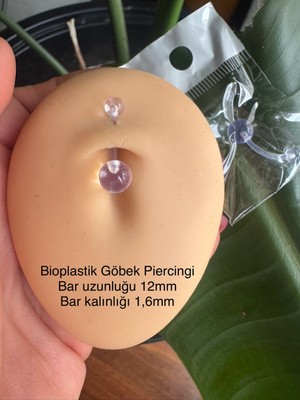 Bioplastik (Bioplast) Görünmez Göbek Piercingi-Bar Uzunluğu 12MM-(ILK Delim Için Uygundur)1 Adet