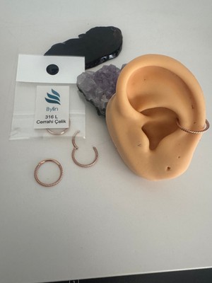 Cerrahi Çelik Burgu Kilitli Halka Piercing-Septum,conch,lobe,yan Dudak,smiley,meme UCU-12MM-1 Adet