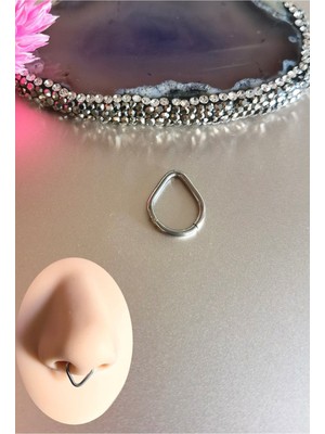 Bylin %100 Cerrahi Çelik Kilitli Damla Piercing (Smiley, Helix, Lobe, Septum)- çap 8mm// 1 Adet