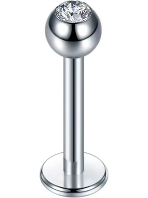 Bylin %100 Cerrahi Çelik Zirkon Taşlı Dudak Piercingi / Tragus Piercing /helix Piercing-Bar uzunluğu 8mm/1 Adet