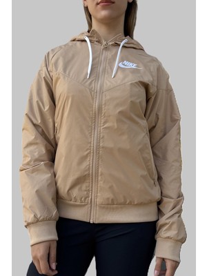 Nike Sportswear Windrunner Jacket Kadın Kapüşonlu Spor Ceket Bej
