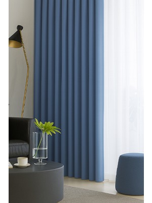 Indigo Mavi Blackout, Işık Geçirmez, Karartma Perde, Pilesiz, Lüks, Tek Kanat, Güneşlik