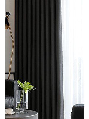 Antrasit Blackout, Işık Geçirmez, Karartma Perde, Pilesiz, Lüks, Tek Kanat, Güneşlik