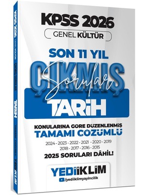 Yediiklim Yayınları Yediiklim 2026 KPSS Genel Kültür Tarih Konularına Göre Tamamı Çöz