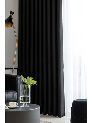 Siyah Blackout, Işık Geçirmez, Karartma Perde, Pilesiz, Lüks, Tek Kanat, Güneşlik