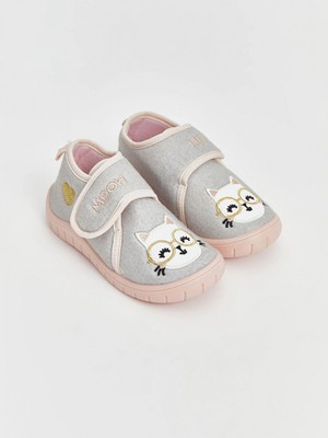 Lcw Steps Gri Kedi Nakışlı Kız Bebek Panduf