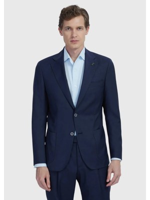 Lacivert Düz Zeroweight Slim Fit %100 Yün Ceket