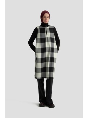 Armine 25KT441 Siyah Kadın Yarım Fermuarlı Balıkçı Yaka Tunik