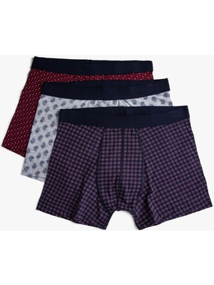 Koton Desenli Pamuklu Basic 3'lü Boxer Seti