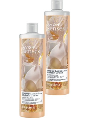 Avon Senses Simply Luxurious Beyaz Şeftali ve Vanilya Kokulu Krem Duş Jeli 500 ml 2'li