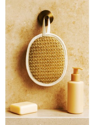 Oval Doğal Keten Lifi Banyo Yüz ve Vücut Kesesi, Hamam Kesesi %100 Organik