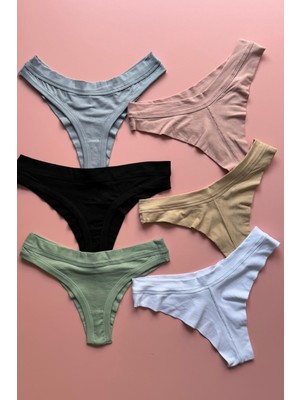 Extra Biyeli 6'li Brazilian Kesim Modal Kumaş Kadın Külot 51A04