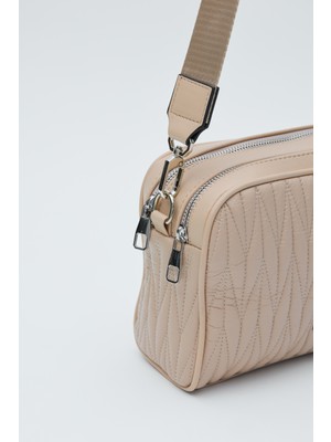 Oggo Suni Deri Kolon Saplı Fermuarlı Nikel Aksesuarlı Çapraz Çanta