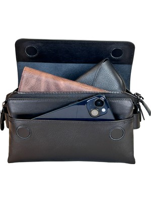 Hakiki Deri El Çantası Mıknatıs Kapaklı