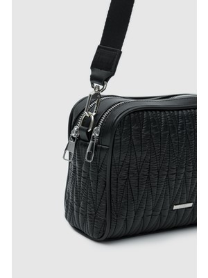 Oggo Suni Deri Kolon Saplı Fermuarlı Nikel Aksesuarlı Çapraz Çanta