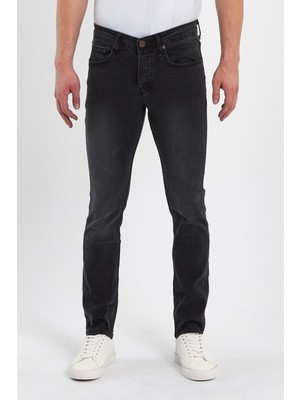Yakamor Erkek Fermuarlı Taşlı Klasik Jeans