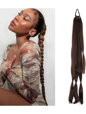 AyrStore Üçlü Örgü Tokalı At Kuyruğu / Kahve Karamel