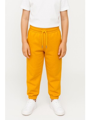 Lastikli Rahat Kesim Cepli Erkek ve Kız Çocuk Unisex Eşofman Altı Hardal