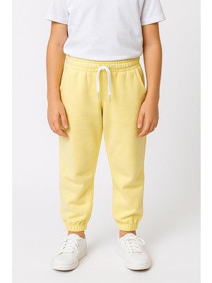 Perendi Unisex Eşofman Altı Kız Çocuklar İçin Rahat Kesim Sarı 80% Pamuk Antibakteriyel