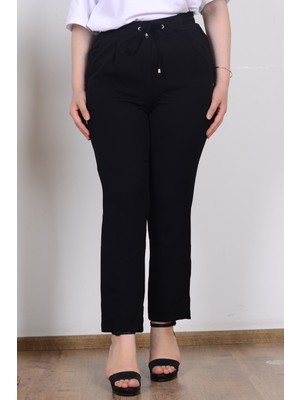 Armine 25KT205 Siyah Kadın Beli Lasrikli Havuç Kesim Kumaş Pantolon