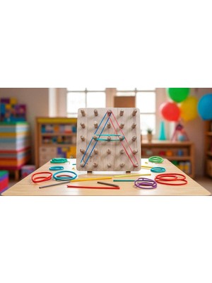 Montessori Geoboard Eğitici Lastikli Şekiller Geometri Oyunu (5*5)