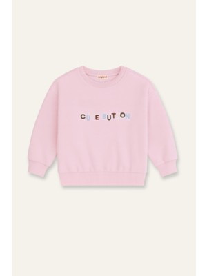 Kız Çocuk Nakışlı Sweatshirt - Pembe