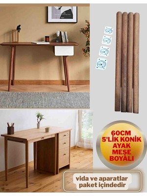 5'lik Meşe Boyalı Masa Sehpa Ayağı 70-65-60-55 cm