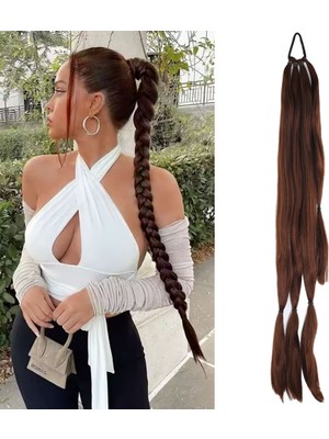 AyrStore Üçlü Örgü Tokalı At Kuyruğu / Çikolata Kahve