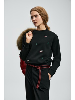 Lufian Merry Kadın Örme Sweatshırt Siyah