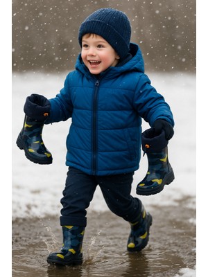 Arısan Su Geçirmez Kaydırmaz Taban Erkek Kız Unisex Kürklü Çocuk Yağmur Çizmesi Kar Botu AI100