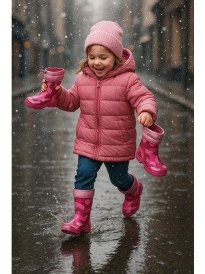 Arısan Su Geçirmez Kaydırmaz Taban Erkek Kız Unisex Kürklü Çocuk Yağmur Çizmesi Kar Botu AI100