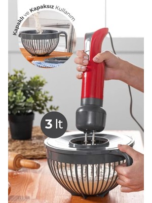 Linea Kapaklı Mikser Kabı 3 Litre