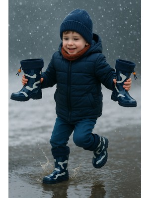 Arısan Su Geçirmez Kaydırmaz Taban Erkek Kız Unisex Kürklü Çocuk Yağmur Çizmesi Kar Botu AI100