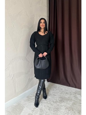 Markano Kemerli Triko Elbise