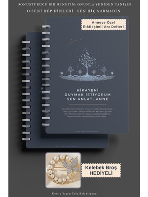 Anneler Için Hediye Etkileşimli Anı Defteri Duygusal Miras Kitabı Kelebek Broş Hediyeli Hikayeni Duymak Istiyorum Sen Anlat Anneözgün Türkçe Içerik Hediye Aile Anne