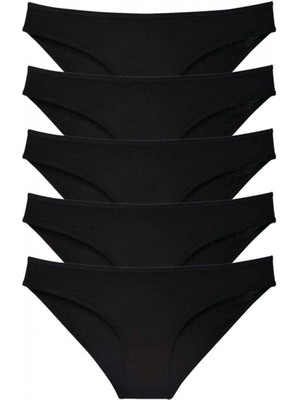 5 Adet Süper Eko Set Likralı Kadın Slip Külot Siyah