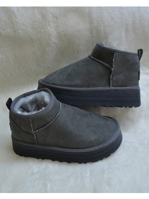 M Miel Kadın Kalın Taban Ultra Mini Süet Bot Kışlık Bot & Bootie